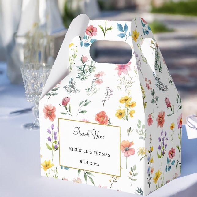 Watercolor Wildflower Spring Summer Wedding Favour Box (Creator Uploaded)