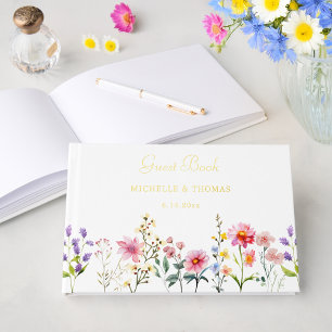 Watercolor Wildflower Spring Summer Wedding Guest Book
