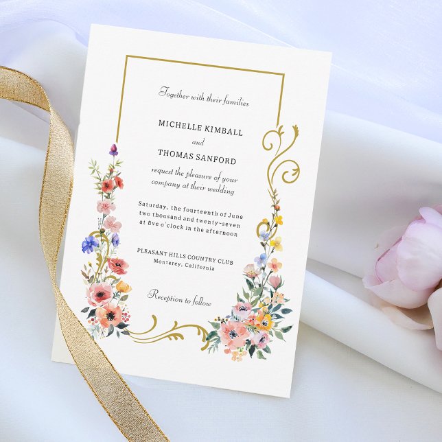 Watercolor Wildflower Spring Summer Wedding Invitation (Creator Uploaded)