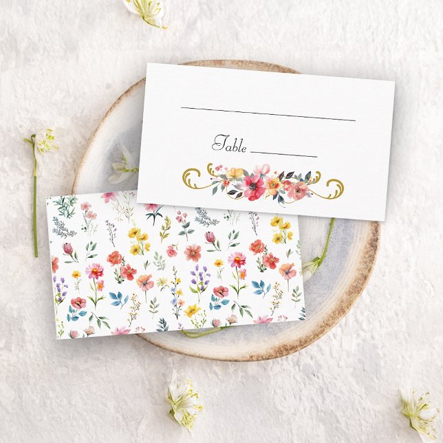 Watercolor Wildflower Spring Summer Wedding Place Card (Creator Uploaded)