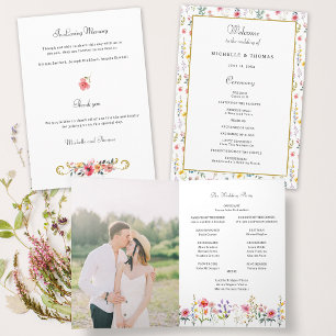 Watercolor Wildflower Spring Summer Wedding Programme