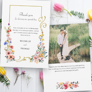 Watercolor Wildflower Spring Summer Wedding Thank You Card