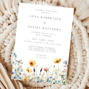 Watercolor Wildflower Spring Wedding Invitation