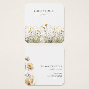 Watercolor Wildflower Square Business Card