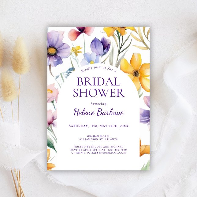 Watercolor Wildflower Summer Boho Bridal Shower Invitation (Watercolor Wildflower Bridal Shower Invitation)