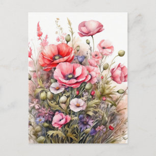 Watercolor Wildflower Summer Meadow Postcard