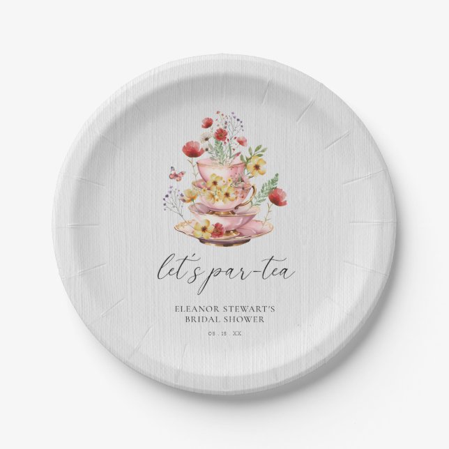 Watercolor Wildflower Tea Party Bridal Shower Paper Plate (Front)