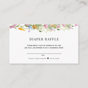 Watercolor Wildflower Tea Party Diaper Raffle Enclosure Card