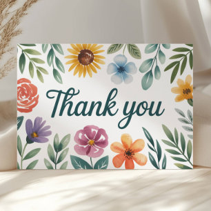 Watercolor Wildflower  Thank You Card