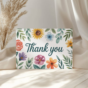 Watercolor Wildflower  Thank You Card