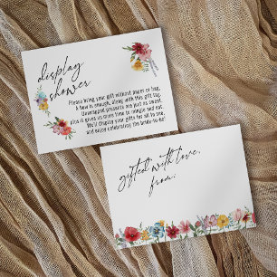 Watercolor Wildflower Typography Display Shower Enclosure Card