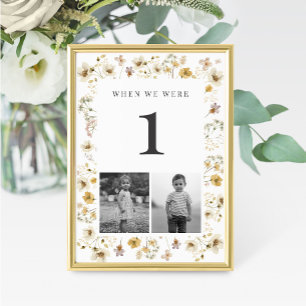 Watercolor Wildflower Wedding Age Table Number