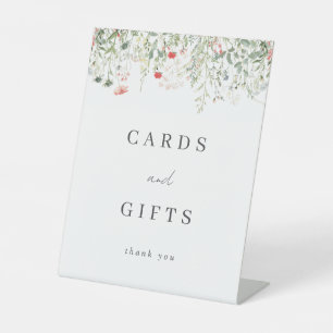 Watercolor Wildflower Wedding Cards and Gifts Pedestal Sign