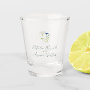 Watercolor wildflower wedding colorful floral shot glass