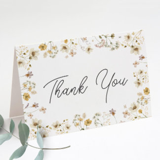 Watercolor Wildflower Wedding Folded Thank You Card