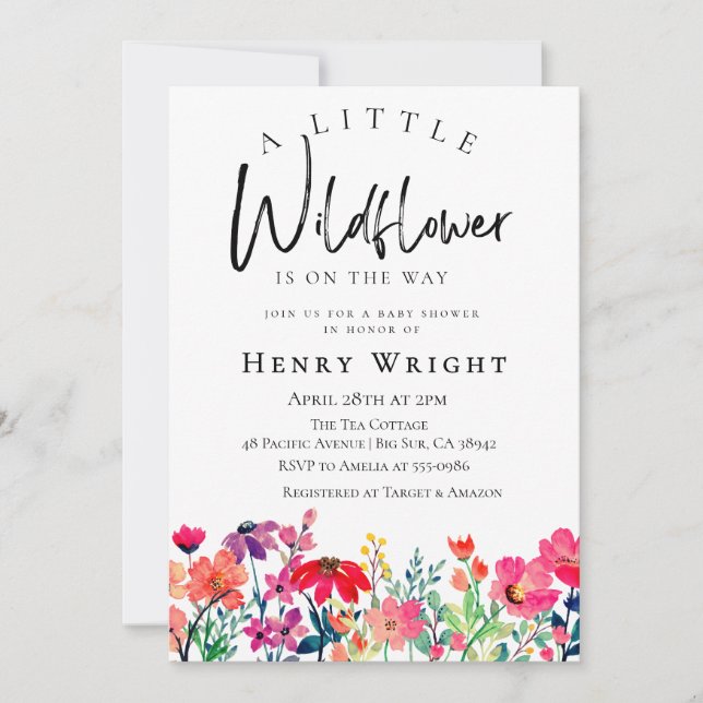Watercolor Wildflower Wedding  Invitation (Front)