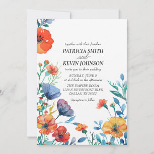 Watercolor Wildflower Wedding Invitation