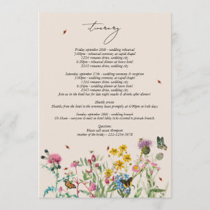 Watercolor Wildflower Wedding Itinerary Program Programme