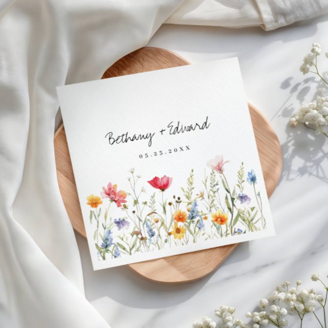 Watercolor Wildflower Wedding Napkin (Creator Uploaded)
