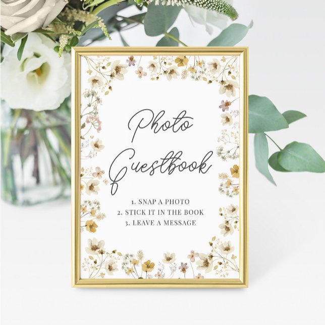 Watercolor Wildflower Wedding Photo Guestbook Sign (Creator Uploaded)