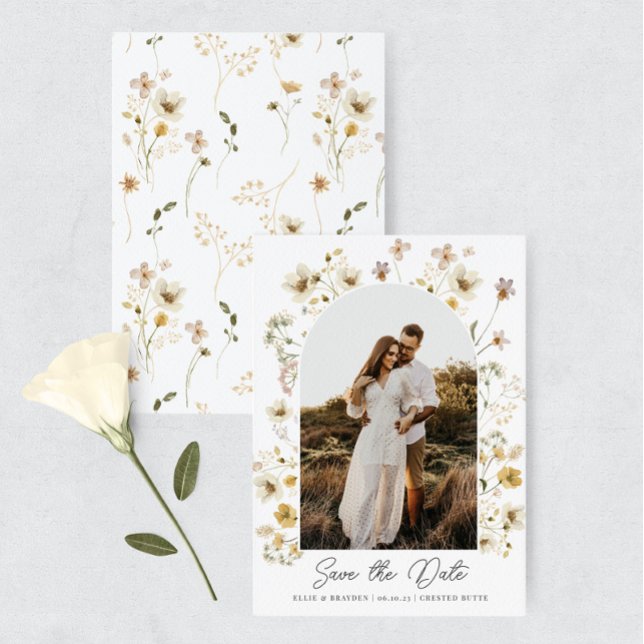Watercolor Wildflower Wedding Photo Save The Date (Creator Uploaded)