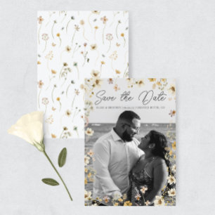 Watercolor Wildflower Wedding Photo Save The Date