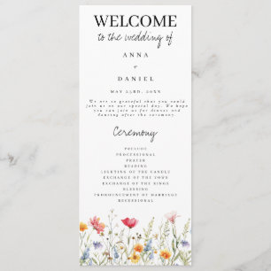 Watercolor Wildflower Wedding Program Programme