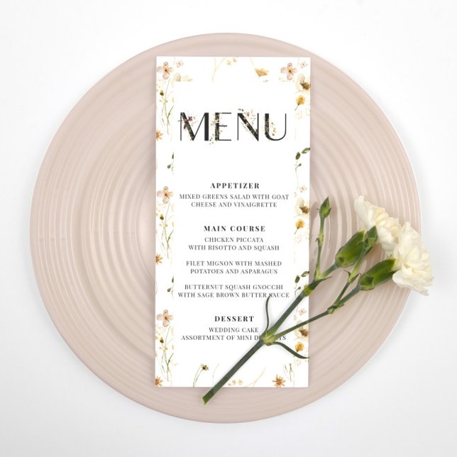 Watercolor Wildflower Wedding Reception Menu (Creator Uploaded)