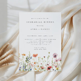 Watercolor Wildflower Wedding Rehearsal Dinner Invitation