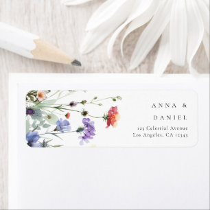 Watercolor Wildflower Wedding Return Address