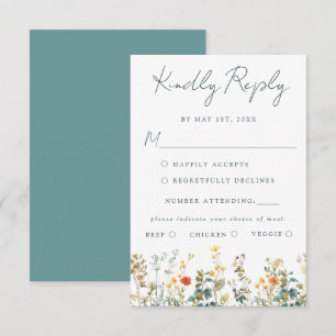 Watercolor Wildflower Wedding RSVP Card