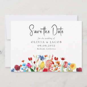 Watercolor Wildflower Wedding Save the Date Invitation