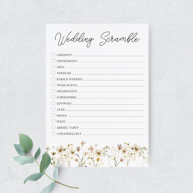 Watercolor Wildflower Wedding Scramble Card (Creator Uploaded)