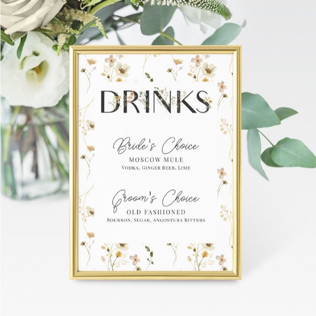 Watercolor Wildflower Wedding Signature Drink Sign (Creator Uploaded)