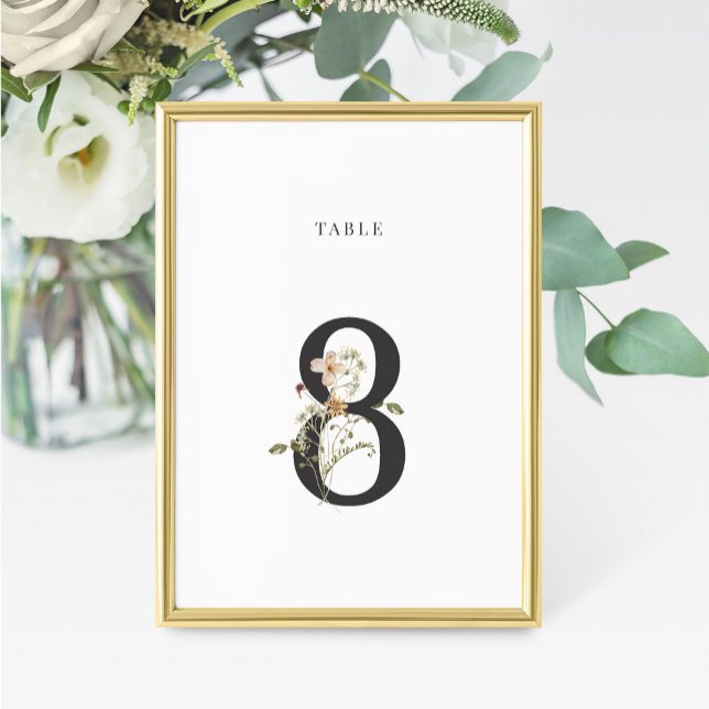 Watercolor Wildflower Wedding Table Number 8 (Creator Uploaded)