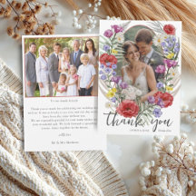 Watercolor Wildflower Wedding Thank You