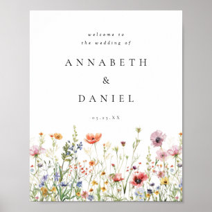 Watercolor Wildflower Wedding Welcome Poster