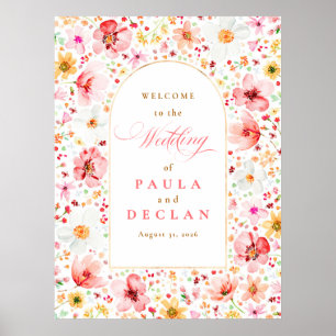 Watercolor Wildflower Wedding Welcome Sign