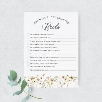 Watercolor Wildflower Who Knows the Bride Card