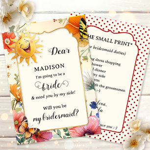 Watercolor Wildflower Will you be my Bridesmaid Card