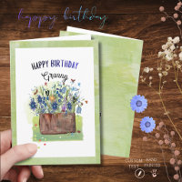 Watercolor Wildflower Wooden Bucket Granny