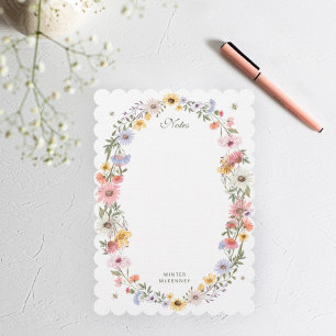 Watercolor Wildflower Wreath Bee Personalised Name Card