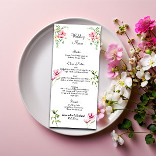 Watercolor Wildflowers 4x9'' Wedding Menu