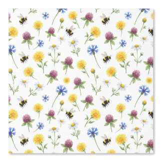 Watercolor Wildflowers and Honeybees Wallpaper