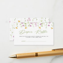 Watercolor Wildflowers Baby Shower Diaper Raffle