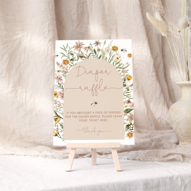 Watercolor Wildflowers Baby Shower Diaper Raffle Poster (Creator Uploaded)
