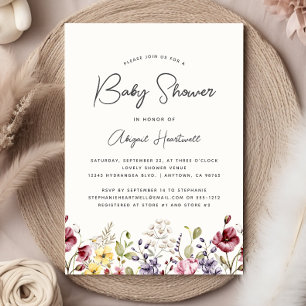 Watercolor Wildflowers Baby Shower Invitation