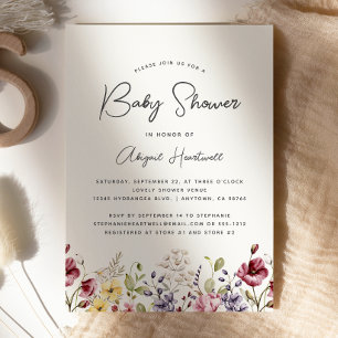 Watercolor Wildflowers Baby Shower Invitation