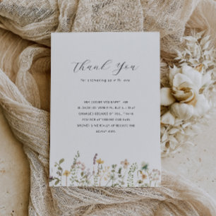 Watercolor wildflowers baby shower thank you card
