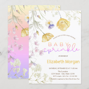 Watercolor Wildflowers Baby Sprinkle Baby Shower Invitation